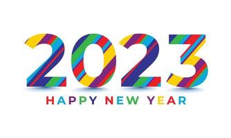 feliz año nuevo 2023 diseño de texto colorido de polígono bajo. feliz año nuevo 2023 texto de encabezado de banner de redes sociales vector