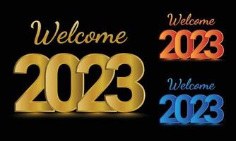 Welcome 2023 golden text effects combo set for Happy new year vector