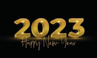 2023 Happy New Year golden color invitation social media banner header design vector