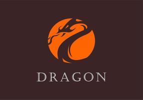 Dragon illustration logo, on an orange circle. vector