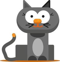 Grey cat look, illustration, vector on a white background.