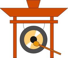 Big golden gong, illustration, vector on white background.