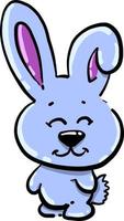 Satisfied little blue bunny, illustration, vector on white background