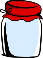 Jar with red cap, illustration, vector on white background.