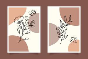 modern abstract botanical line art with boho organic shapes for wall decoration vector