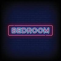 Neon Sign bedroom with brick wall background vector
