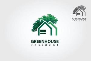 Green House Vector Logo Template. This logo symbolizes a neighborhood, protection, peace, growth, and care or concern to development, or some things that close with nature, ecological and environment.