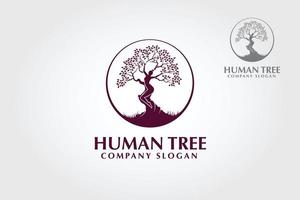 plantilla de logotipo de vector de árbol humano. este logo es tendencia y multipropósito. podría usarse para moda, salud, productos para el cuidado, hotel, spa, belleza, salón, reciclaje, medio ambiente, paisaje, seguros, etc.