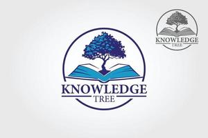 Knowledge Tree Vector Logo Illustration. This logo template is ideal for blog, book, community, ebook, learning, library, media, school, study, tutorial, eco, nature, growth or any other business.