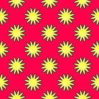 Yellow flowers, seamless pattern on red background. vector