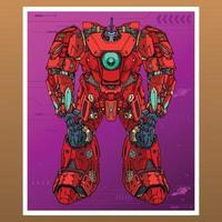 Bot premium vector gunpla gundam mecha robot builded by head arm body leg weapon illustration