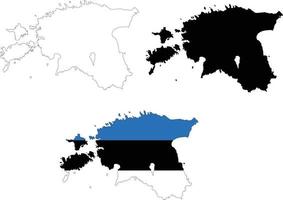 Map Estonia on white background. Estonia Map Outline. Estonia vector map with the flag inside.