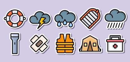 Disaster Flood rain thunder storm tend aid kit vector