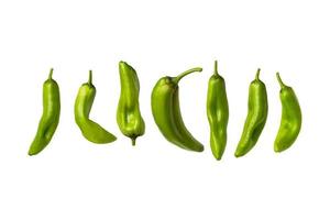 Group of fresh green peppers isolated on white background for cutting out. photo