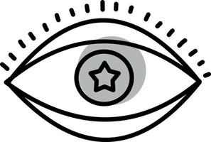 Eye with star, illustration, vector on a white background.