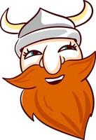 Happy viking, illustration, vector on white background