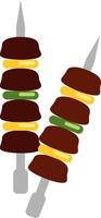 Barbeque on a stick, illustration, vector on white background.