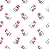 Peacock head ,seamless pattern on white background. vector