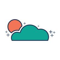 diseño de estilo de glifo de ilustración vectorial de icono de nube y sol con color y signo más. aislado sobre fondo blanco. vector