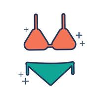 Bikini icon vector illustration glyph style design with color and plus sign. Isolated on white background.