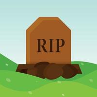 Creative Natural Grave Illustrations Design With Field And Clean Sky. Rip On The Heaven. vector