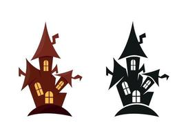 conjunto de imágenes prediseñadas vectoriales y diseño de ilustración de la casa fantasma grande. diseño de hogar fantasma de alta calidad de terror, descarga gratuita única con archivo vectorial. vector