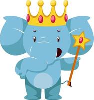 King elephant, illustration, vector on white background.