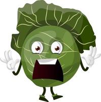 Scared cabbage, illustration, vector on white background.