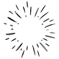 Doodle sketch style of Starburst, sunburst, Element Fireworks Black Rays. Comic explosion effect. Radiating, radial lines. cartoon hand drawn illustration for concept design. vector