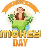 Monkey day text banner design vector