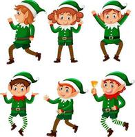 Christmas Elf cartoon character set vector