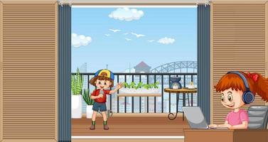 Children using technology devices vector