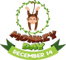 Monkey day text for banner or poster design vector