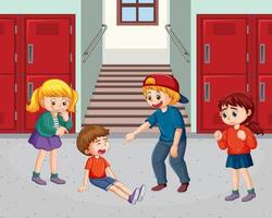 School bullying with student cartoon characters vector