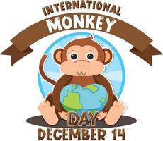 Monkey day text banner design vector