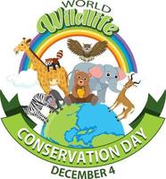 diseño de banner del día mundial de la conservación de la vida silvestre vector