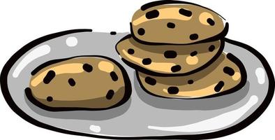 galletas en un plato, ilustración, vector sobre fondo blanco