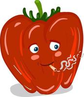 A red pepper with a cigarette, vector or color illustration.