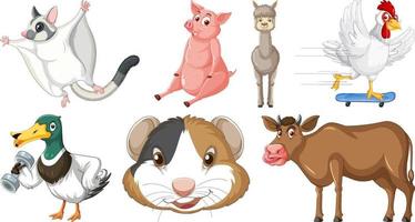 Set of various animals cartoon characters vector