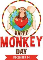 Monkey day text banner design vector