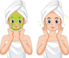 Spa girl applying facial mask vector