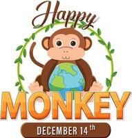 Monkey day text banner design vector