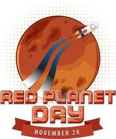 Red planet day poster template vector