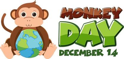 Monkey day text for banner or poster design vector