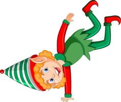 Cute kid wearing elf costume cartoon vector