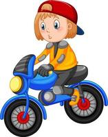 A girl riding motocross bike cartoon character vector