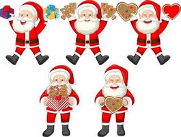 conjunto de lindo personaje de dibujos animados de santa claus vector