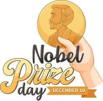 Nobel Prize Day text for banner or poster design vector