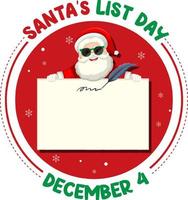 Santa's list day text banner design vector