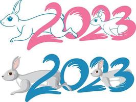 New Year 2023 rabbit sign icon vector